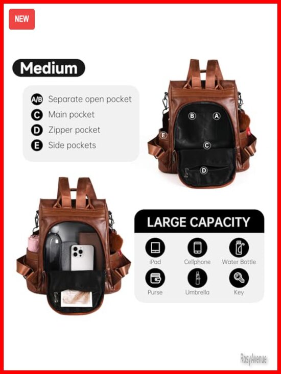 Women\'s PU Leather Anti-theft Backpack Purse Fashion Satchel 3-in-1 main image 5